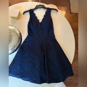 Elegant Navy Lace Dress